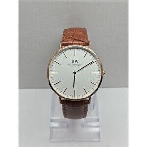Daniel Wellington Classic 41mm Rose Gold Leather Quartz Watch New Battery Slim